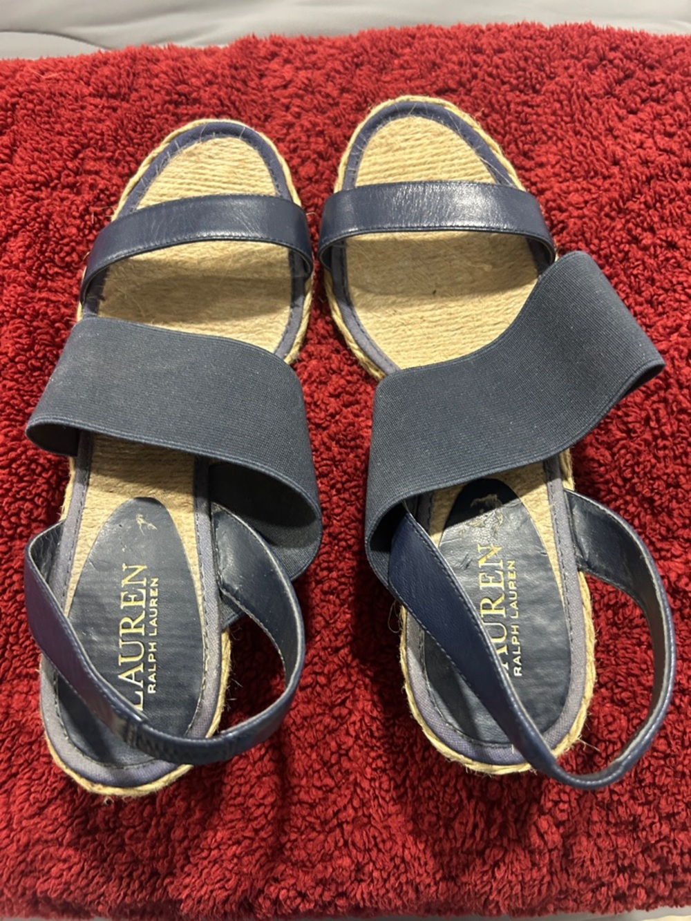 Lauren Ralph Lauren Navy Espadrille Elastic-Strap Sandals